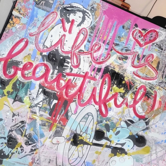 Colorful 'Life is Beautiful' Art Canvas - Picture 3 of 4